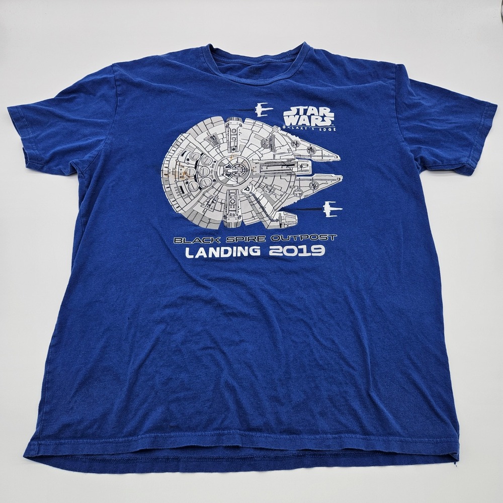Star Wars Galaxy's‎ Edge Black Spire Outpost Millennium Falcon Shirt Blue Size L